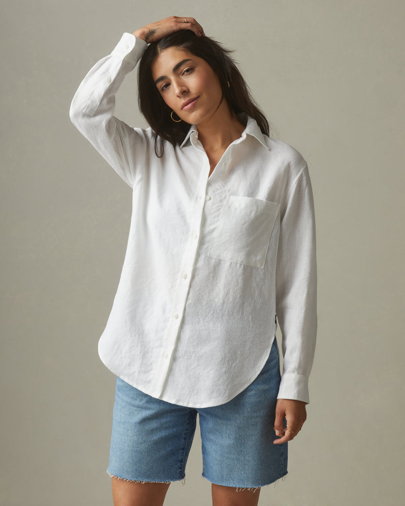 Easy Linen Long Sleeve Shirt - White