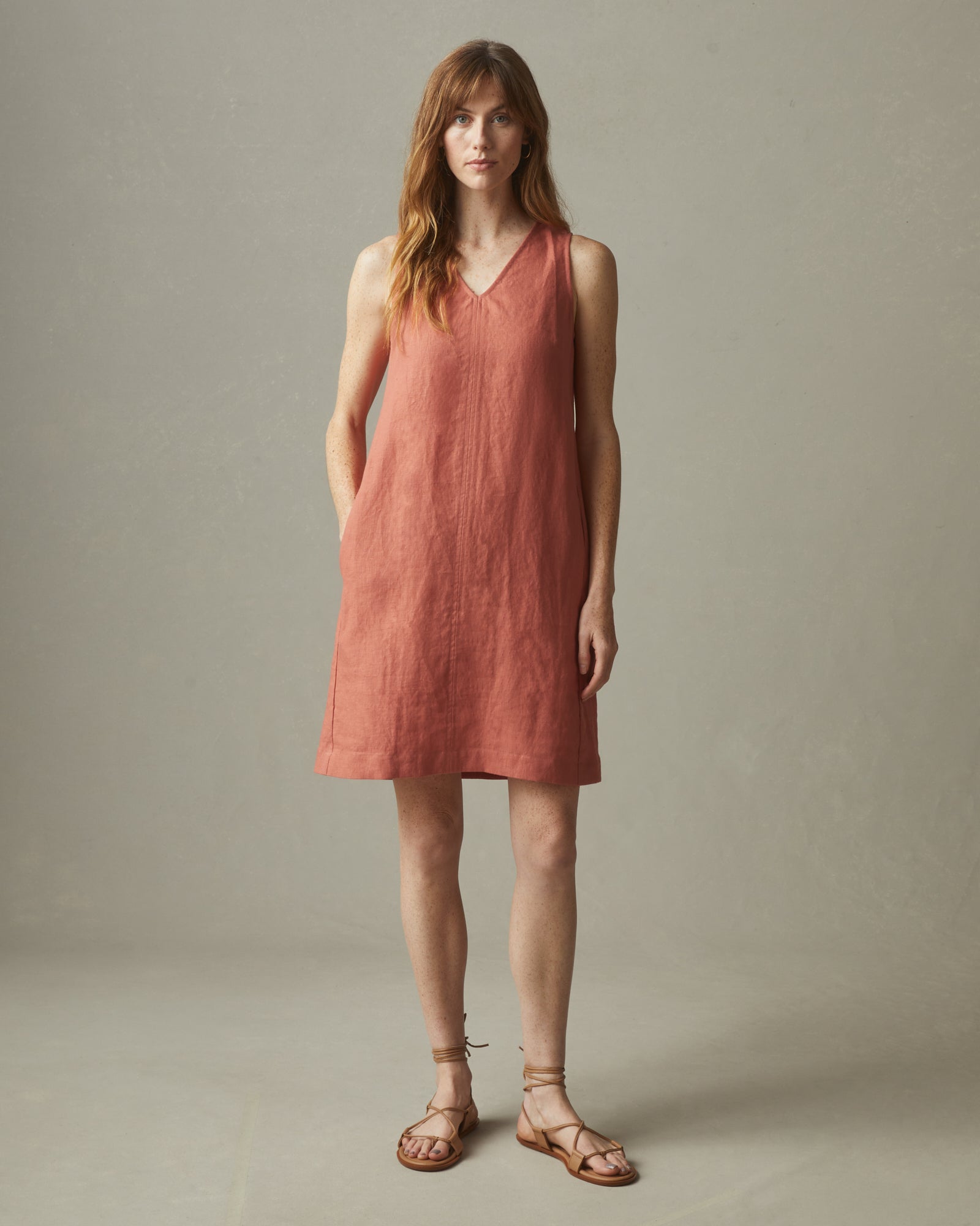 Elegant A-Line Linen Dress