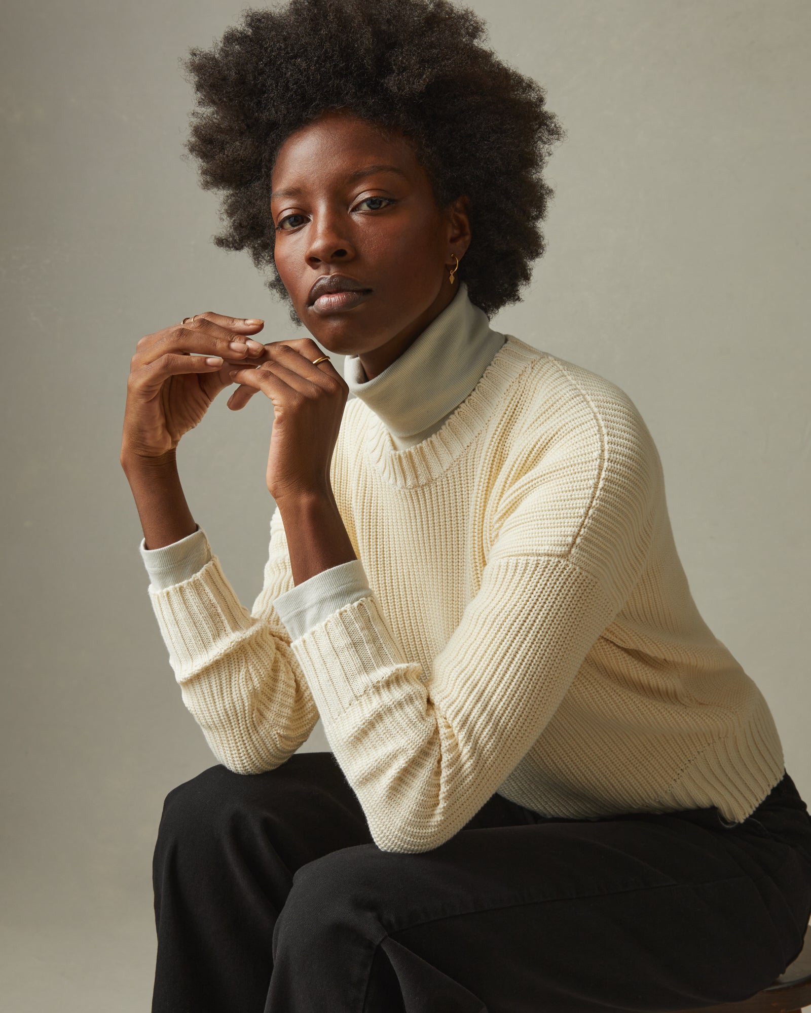 Chunky Cotton Crew Creme